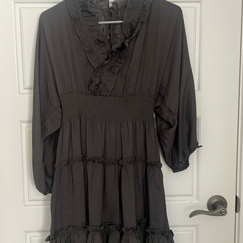 Glam Deep Olive, open back  Dress